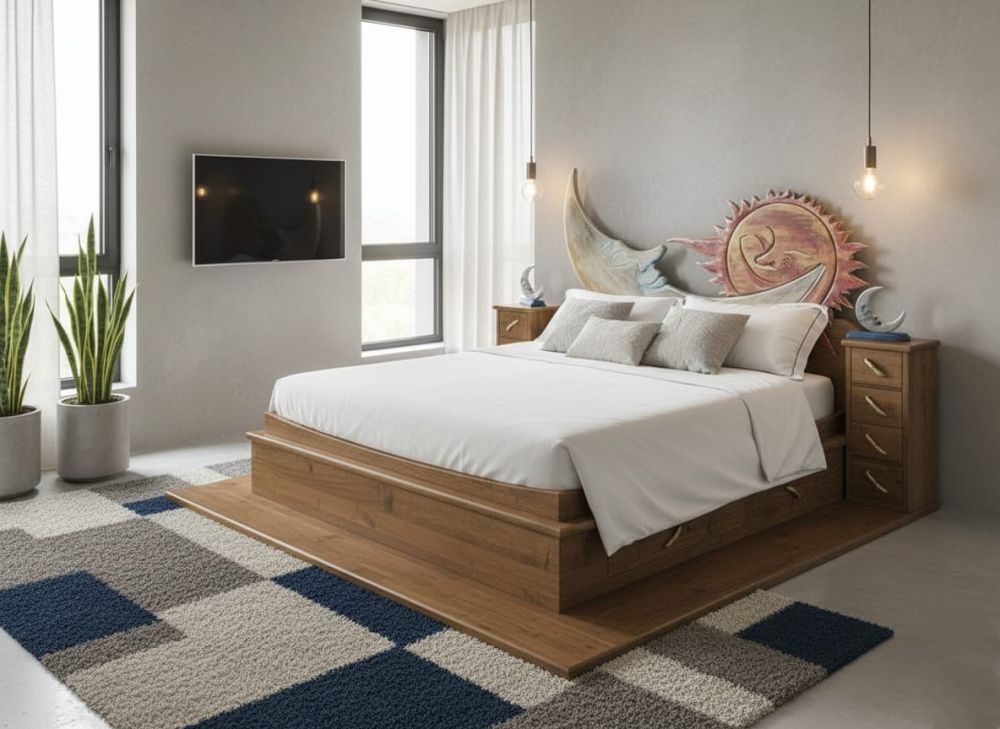 Letto sole e luna con comodini